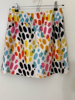 B Skinz Tahiti Activewear Golf White Skort with Multicolor Spot Print Size: M